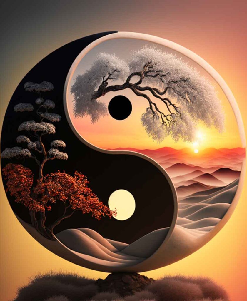 Enseñanzas espirituales del yin y el yang como símbolo.