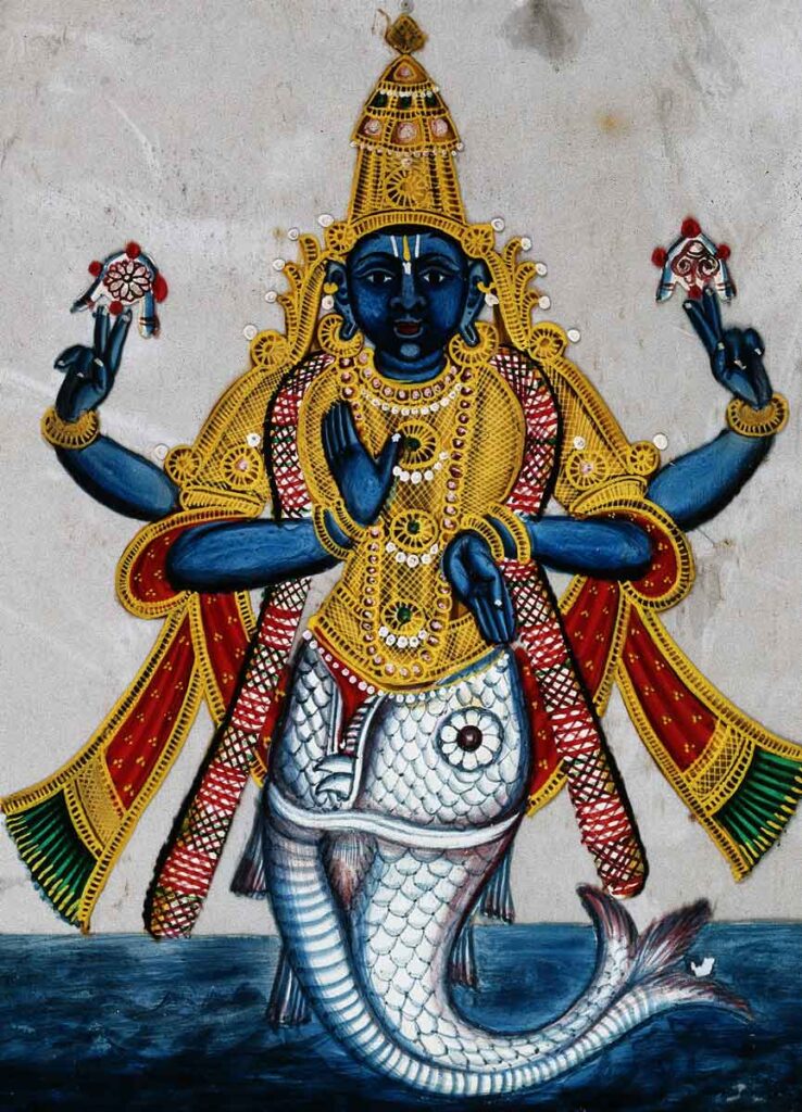 Matsya es el primer Avatar de Vishnú y es representado como un pez. 