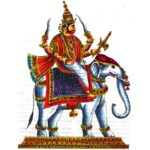 Indra subido en su elefante airavata.